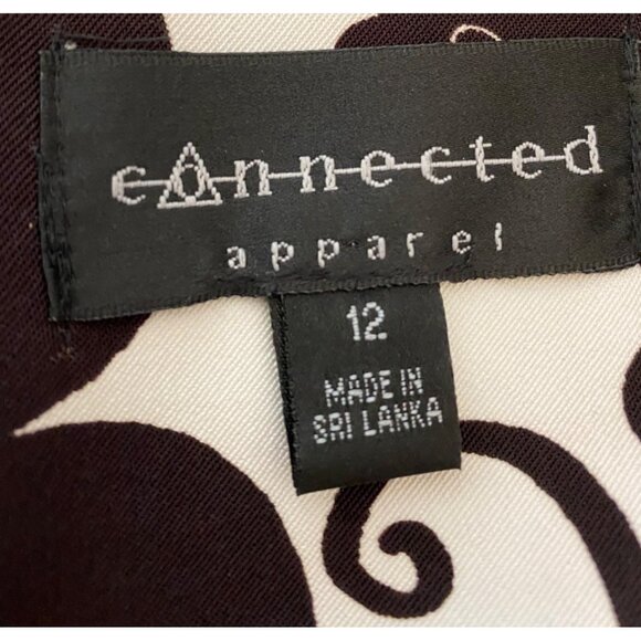 Connected Apparel Dress Floral Sleeveless Sheath Black White Color Block Sz 12 - Picture 3 of 9